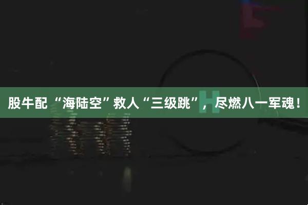 股牛配 “海陆空”救人“三级跳”，尽燃八一军魂！