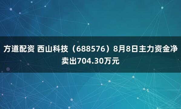 方道配资 西山科技（688576）8月8日主力资金净卖出704.30万元