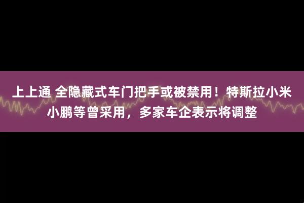 上上通 全隐藏式车门把手或被禁用！特斯拉小米小鹏等曾采用，多家车企表示将调整